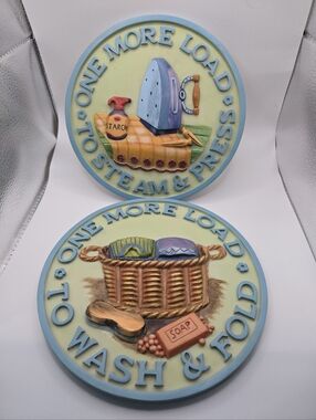 Vintage Style Laundry Room Wall Decor Set “One More Load” Wash & Fold Signs